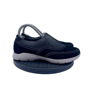 Dansko Womens Alice Slip On Shoe Size 37 7Black Suede Knit Sneaker Comfy Flat